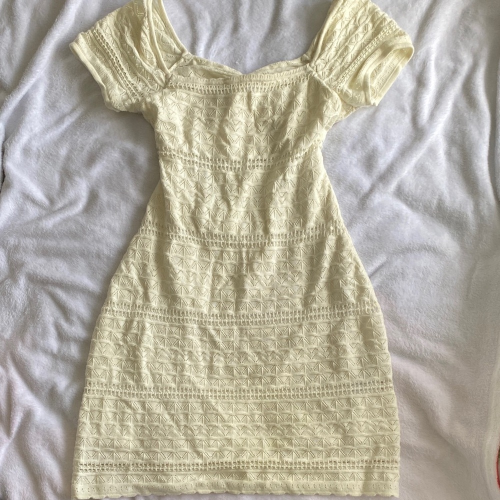 Hollister Soft Yellow Lace Mini Dress